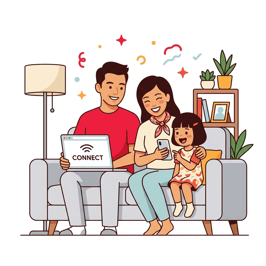 Gia đình dùng Viettel Internet